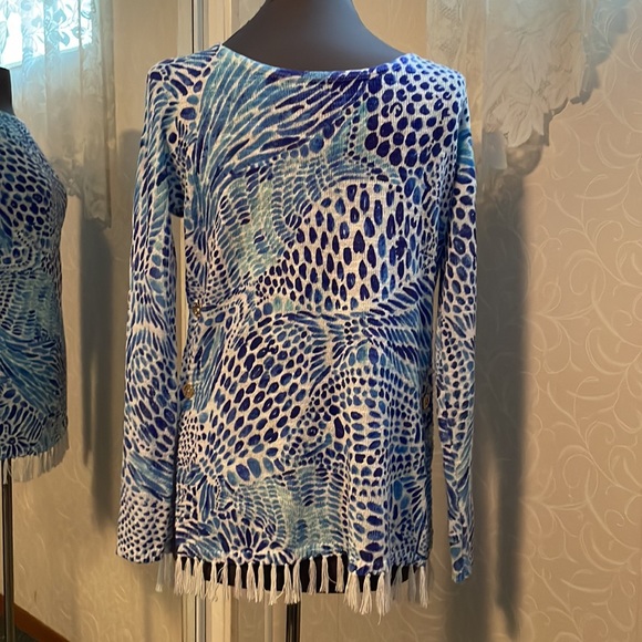 Lilly Pulitzer Blue and White Tunic Top - Picture 4 of 6